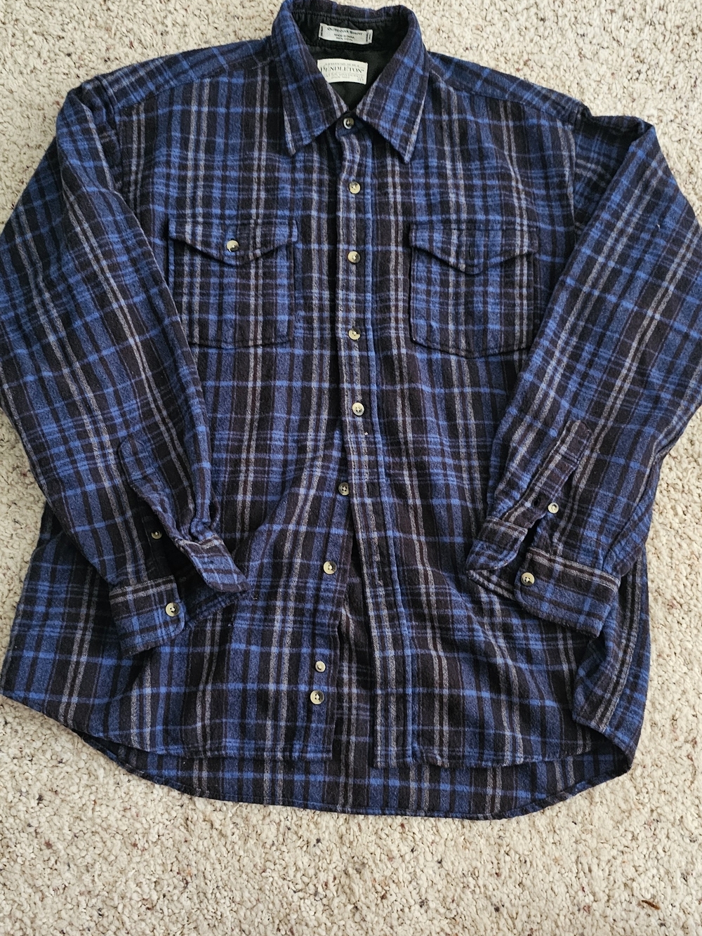 Pendleton Blue and Black Plaid Button-Down Shirt